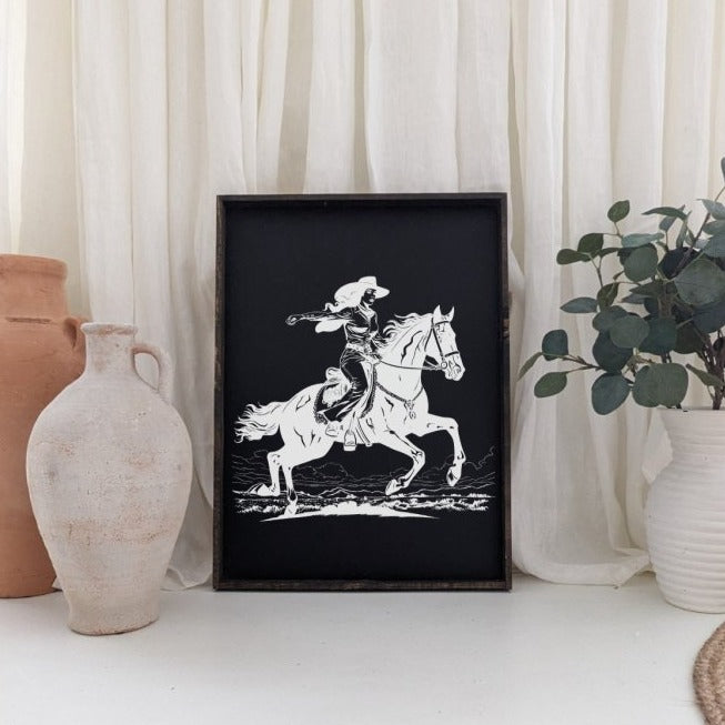 Vintage Cowgirl Wood Sign - AURABAGS SHOP